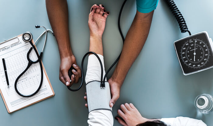 Blood pressure test on arm