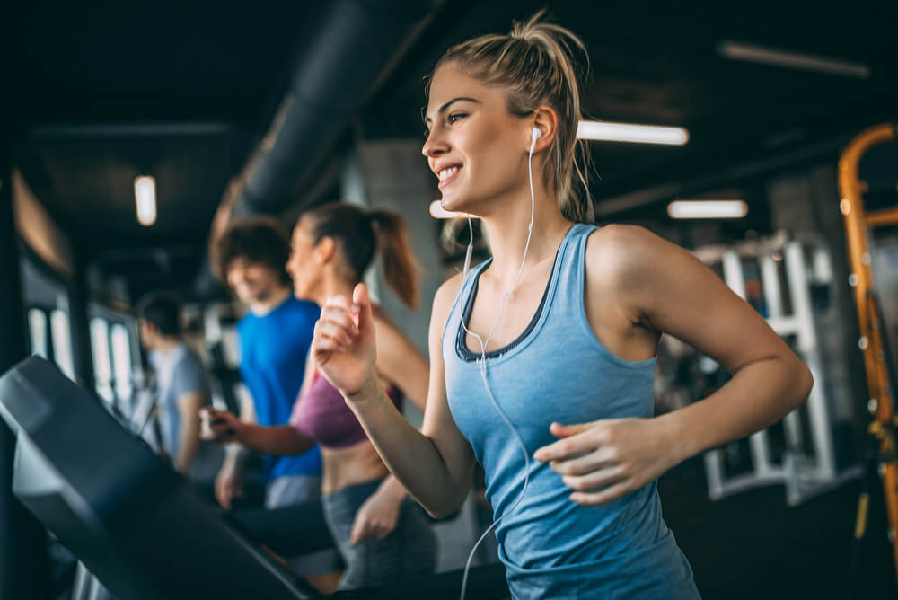 A gym with young people keeping fit and focusing on their health