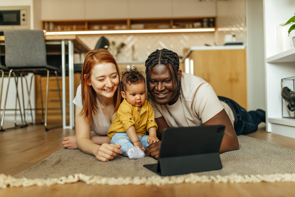 young family at home enjoying peace of mind with home and contents insurance
