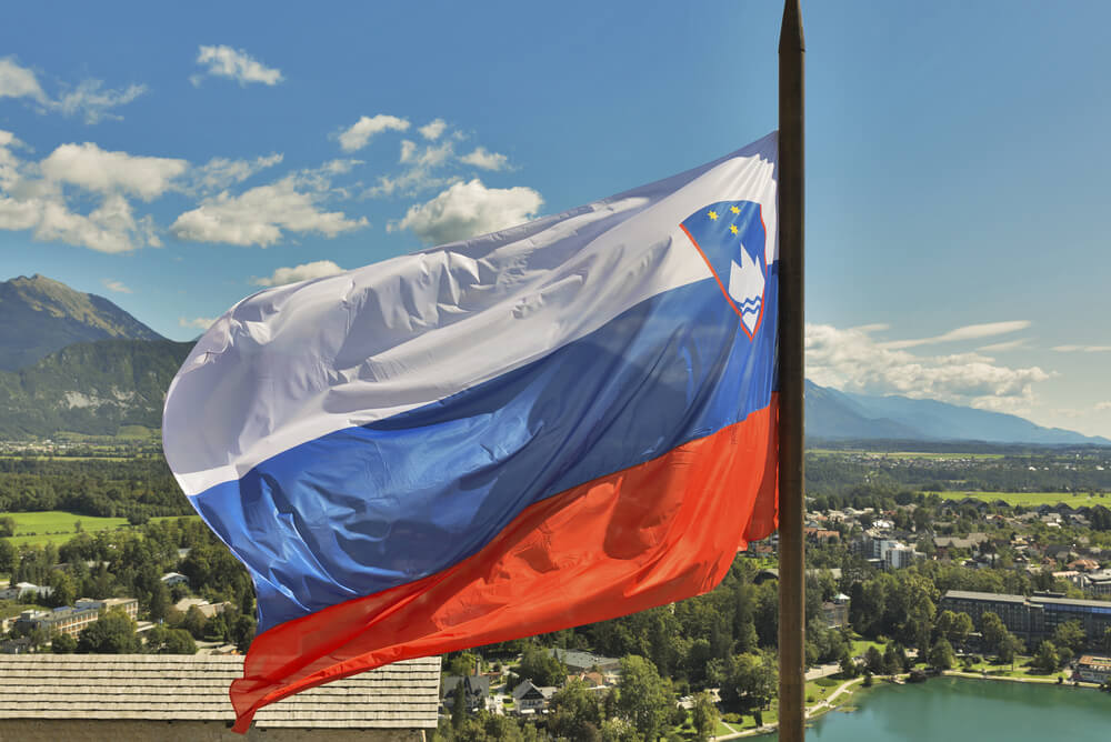 Slovenia flag at Lake Bled