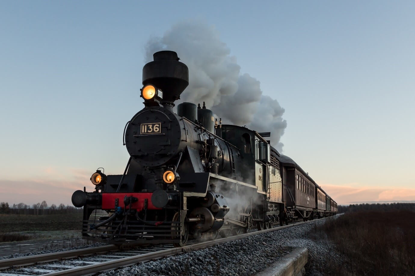A moving steam train
