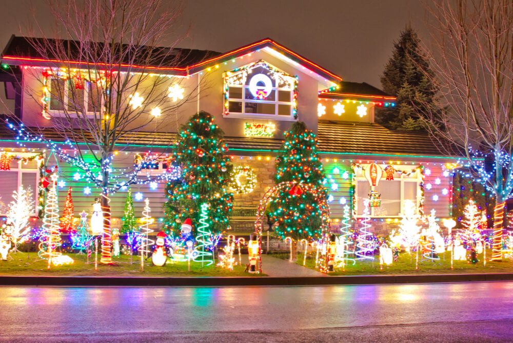 House with Christmas lights
